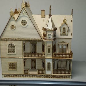 1:24 Wooden Dollhouse Kit, Grace Mansion, Gorgeous Victorian Wooden Dollhouse Kit, Half Scale