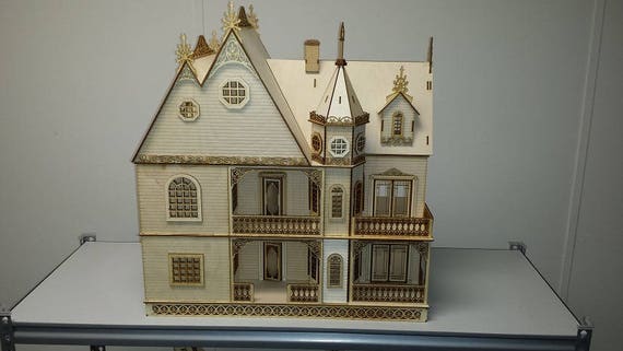 1:24 Wooden Dollhouse Kit, Grace Mansion, Gorgeous Victorian Wooden Dollhouse Kit, Half Scale