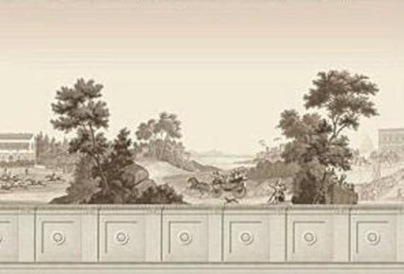 1:12 Dollhouse Miniature WALLPAPER, Edouard 19th century French Mural 2, Scale One Inch
