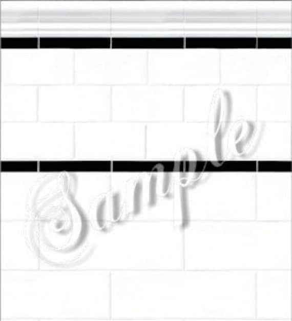 1:12 Dollhouse Miniature Wallpaper, "Chic Subway Tile for the Bath", Scale One Inch