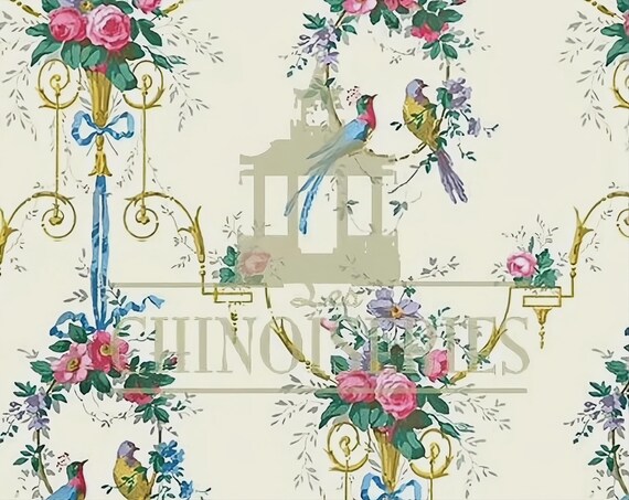 1:12 Dollhouse Miniature WALLPAPER, Mon Cheri, Scale One Inch