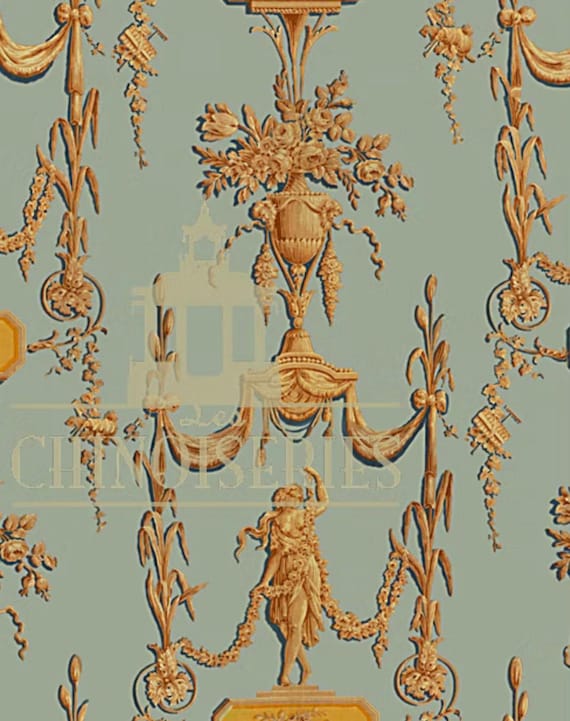 1:12 Dollhouse Miniature WALLPAPER, Gold Medallion, Scale One Inch
