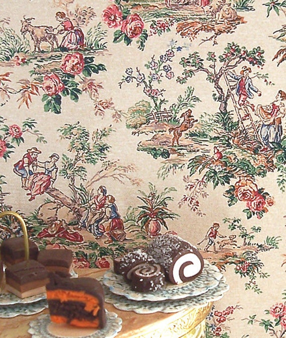 1:12 Dollhouse Miniature Wallpaper, Partie de Campagne, Scale One Inch