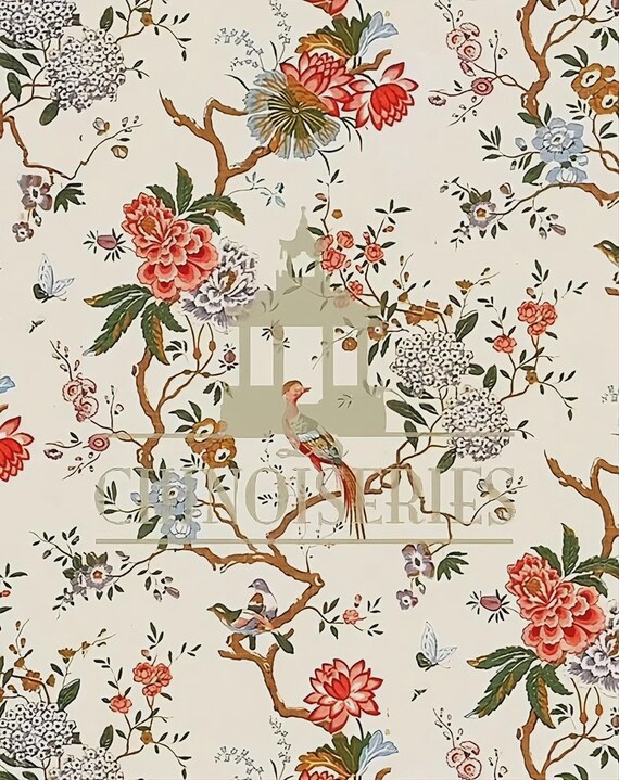 1:12 Dollhouse Miniature WALLPAPER, Camellia, Scale One Inch