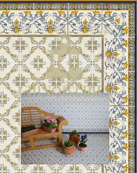 1:12 Dollhouse Miniature WALLPAPER, FLOOR PAPER, Fresh, Scale One Inch
