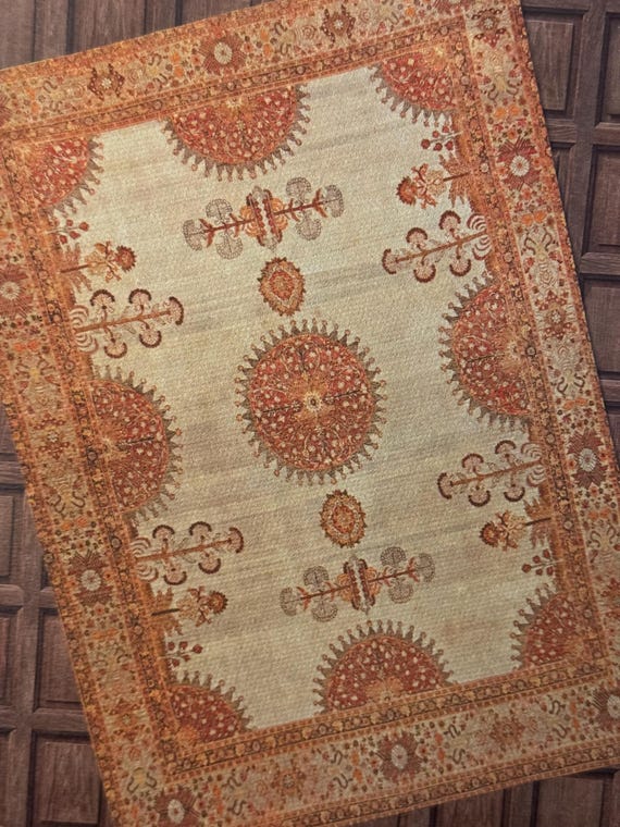 Dollhouse Miniature Rug, Persian Tabriz Rug, 1:12 Scale