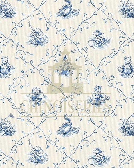 1:12 Dollhouse Miniature Toile WALLPAPER, Beatrix, Scale One Inch
