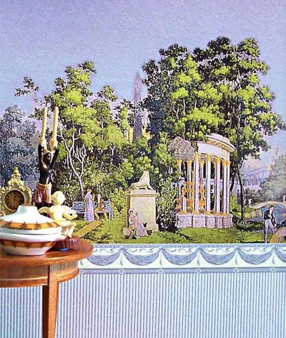 1:12 Dollhouse Miniature WALLPAPER, WALL MURAL, Gardens of Versailles, Scale One Inch
