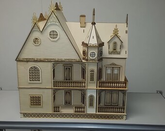 1:24 Wooden Dollhouse Kit, Grace Mansion, Gorgeous Victorian Wooden Dollhouse Kit, Half Scale