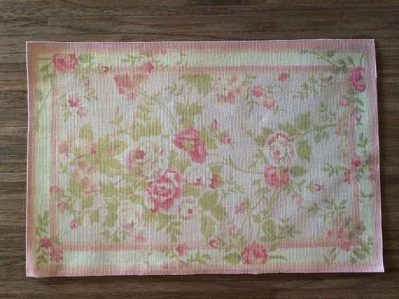 Dollhouse Miniature Romantic Shabby Chic Rug, "In Bloom", Scale One Inch or One Sixth Scale