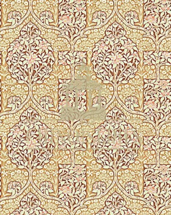 1:12 Dollhouse Miniature WALLPAPER, Art Nouveau Wallpaper, Tree of Life, Scale One Inch