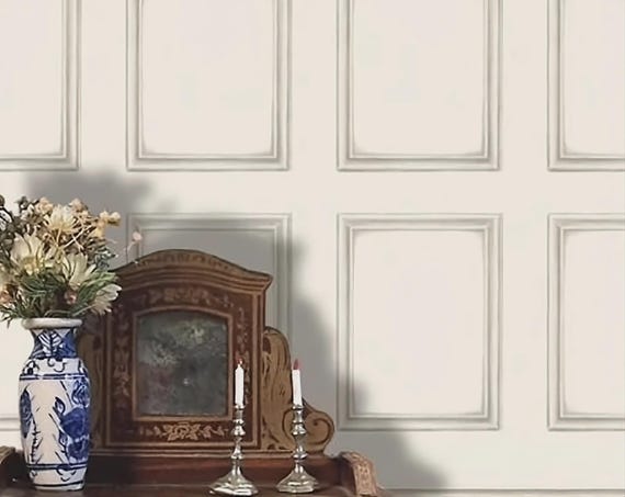 1:12 Dollhouse Miniature WALLPAPER, Boiserie Blanche, Scale One Inch