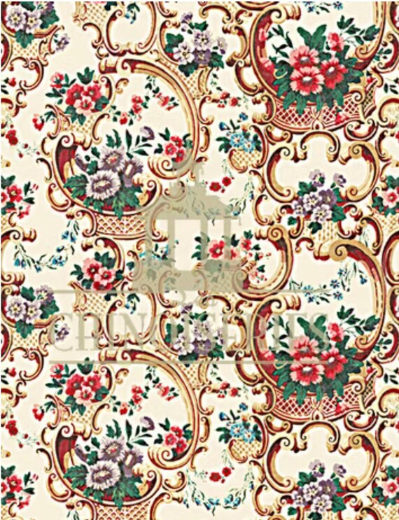 Dollhouse Miniature Wallpaper, Francesca, 1:12 scale