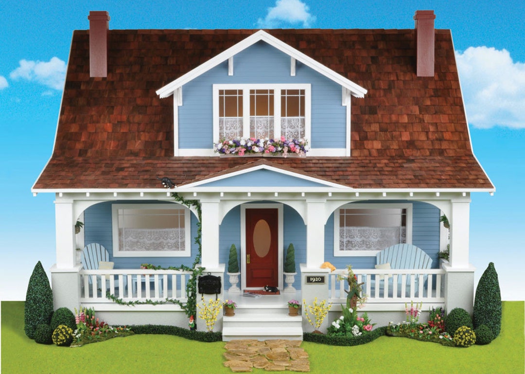 1 12 Charming Bungalow Style Dollhouse Kit Cozy Cottage Scale One Inch Etsy Canada