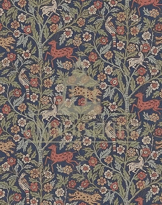 1:12 Dollhouse Miniature WALLPAPER, Fauna, Scale One Inch