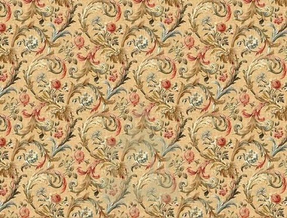1:12 Dollhouse Miniature FABRIC, Matching FABRIC, Florentine, Scale One Inch