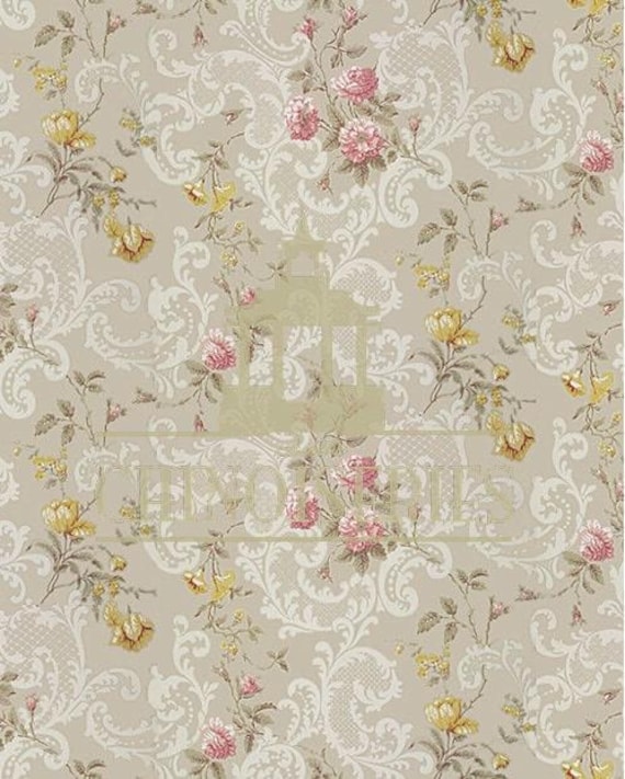 1:12 Dollhouse Miniature FABRIC, Matching Fabric, Flourish, Scale One Inch