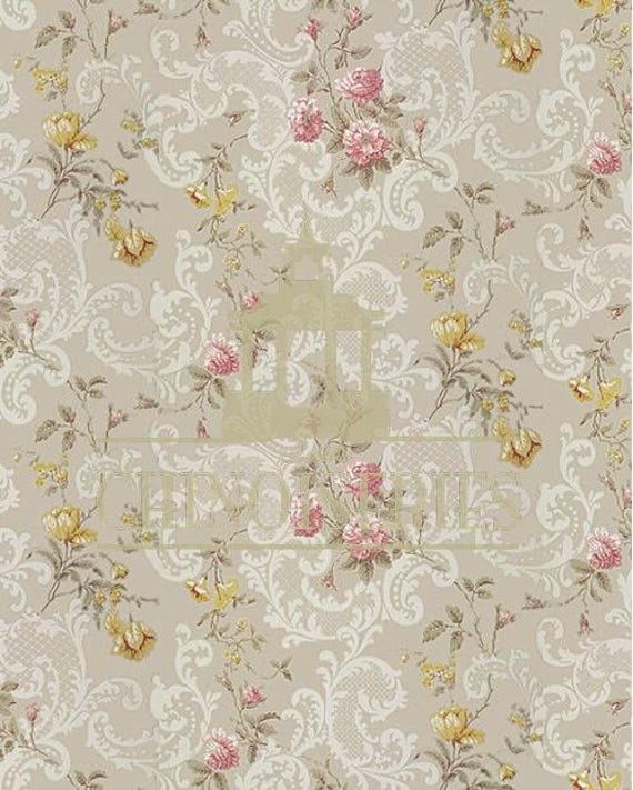1:12 Dollhouse Miniature WALLPAPER, Flourish, Scale One Inch