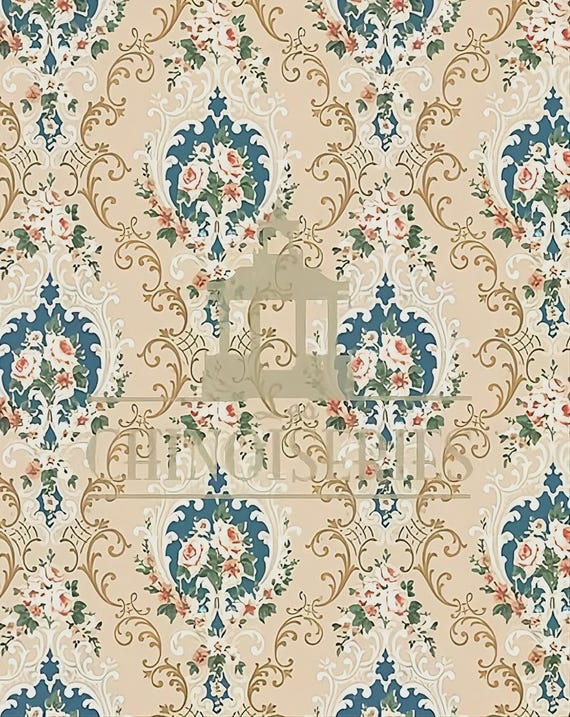 1:12 Dollhouse Miniature FABRIC, Matching Fabric, Bridge, Scale One Inch
