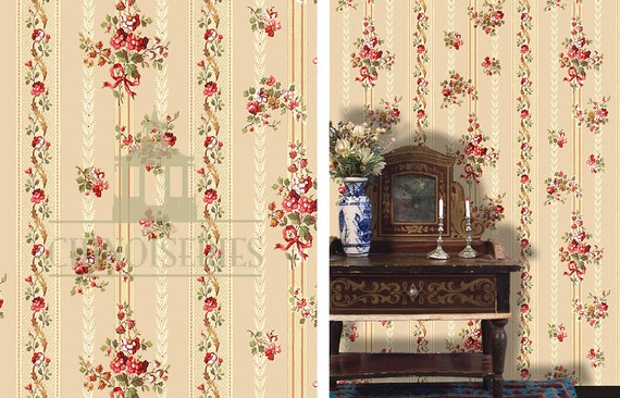 Dollhouse Miniature Wallpaper, Poco Rojo, Scale One Inch