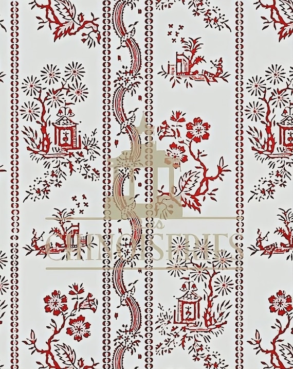 1:12 Dollhouse Miniature WALLPAPER, Red Lacquer, Scale One Inch