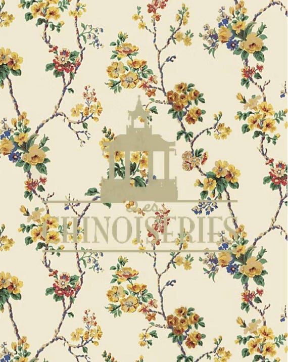 1:12 Dollhouse Miniature WALLPAPER, Fleurs Jaunes, Scale One Inch