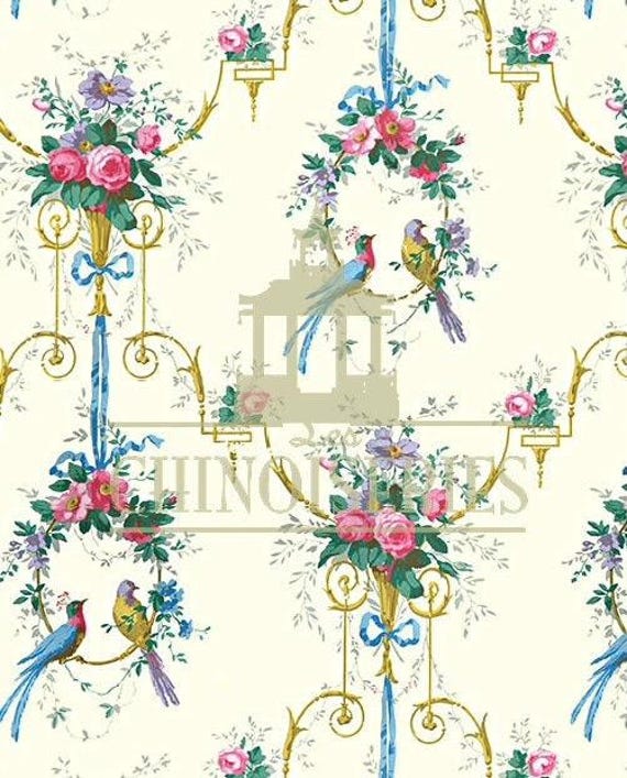 1:12 Dollhouse Miniature WALLPAPER, Mon Cheri, Scale One Inch