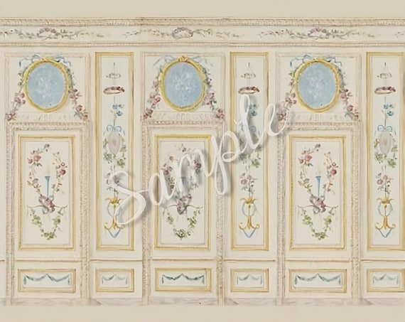 1:12 Dollhouse Miniature Trompe L’Oeil Wall Mural, MA, Scale One Inch