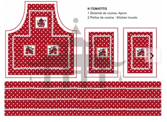 Dollhouse Miniature Tomatito Apron with Dish Towels DIY KIT, 1:12 scale