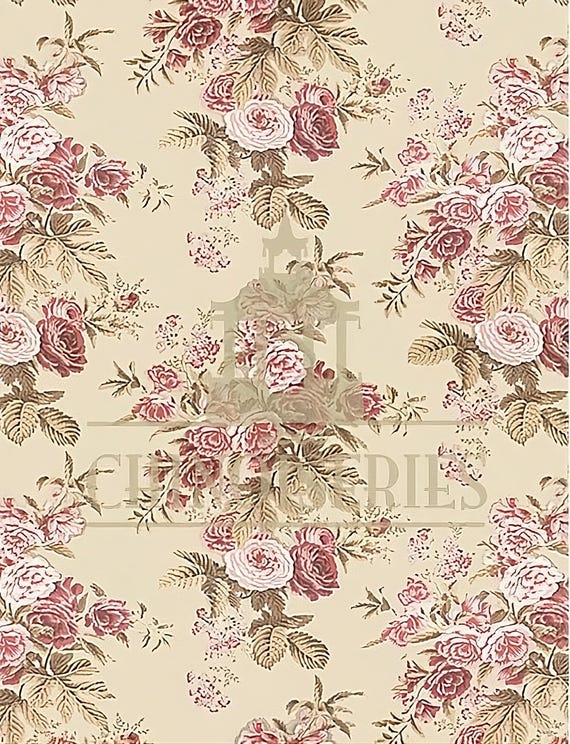 1:12 Dollhouse Miniature FABRIC, Matching Fabric, Scarlett, Scale One Inch