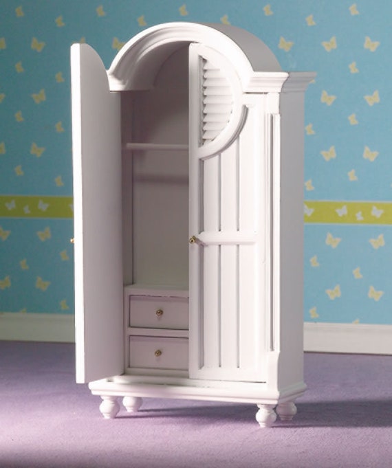 Dollhouse Miniature Furniture, White Armoire, 12th scale