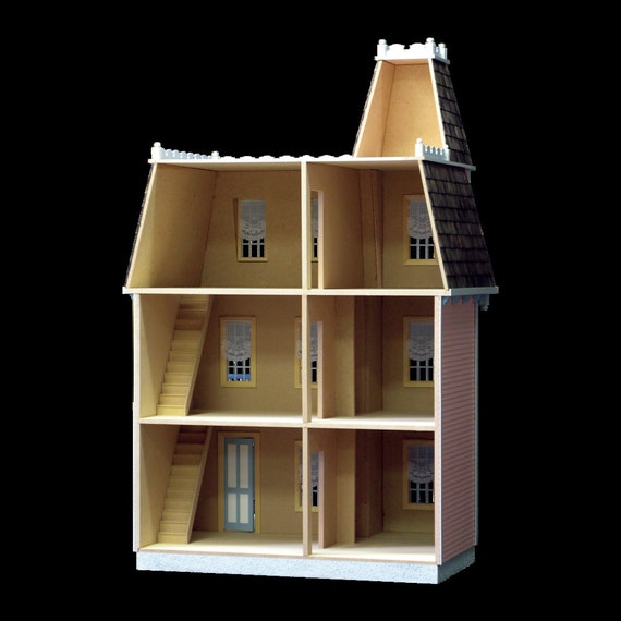 1:12 Queen Victoria Mansion Wooden Dollhouse Kit, One Inch Scale