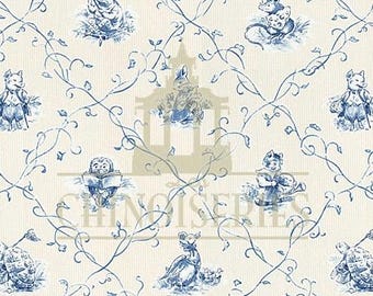1:12 Dollhouse Miniature FABRIC, Matching FABRIC, TOILE, Beatrix, Scale One Inch