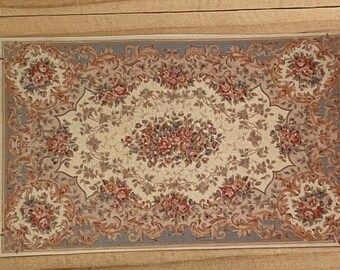 1:48 Dollhouse Miniature Aubusson Rug, Quarter Scale