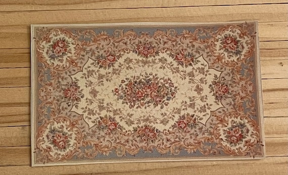 1:48 Dollhouse Miniature Aubusson Rug, Quarter Scale