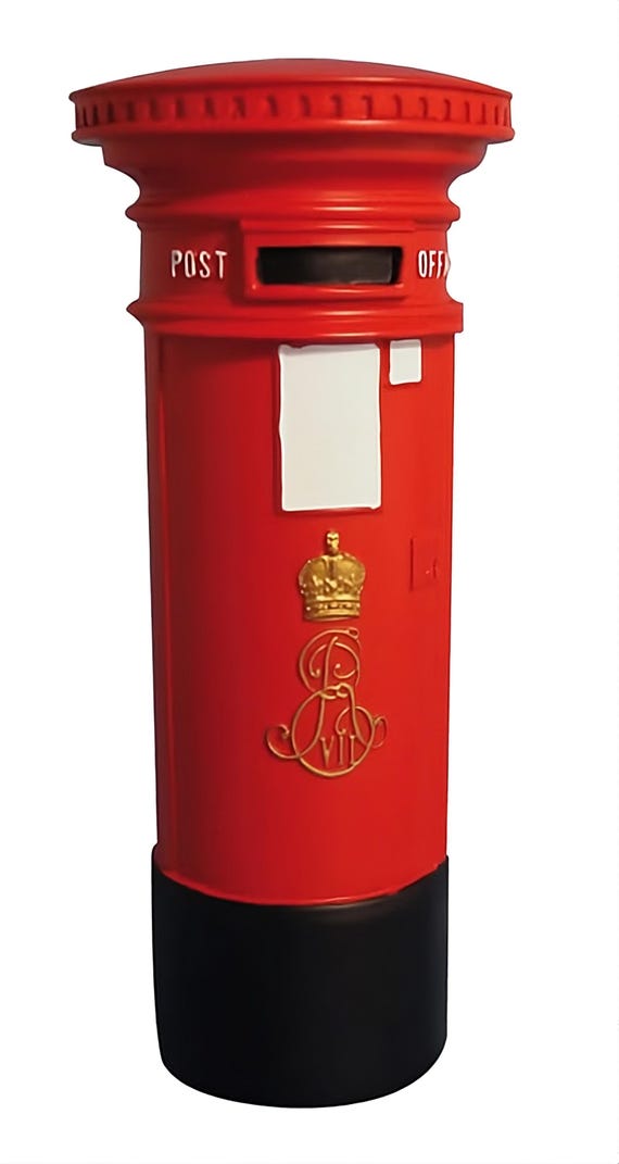 Dollhouse Miniature Antique Replica Edwardian Royal Mail Postbox, 1:12 scale, Collectible