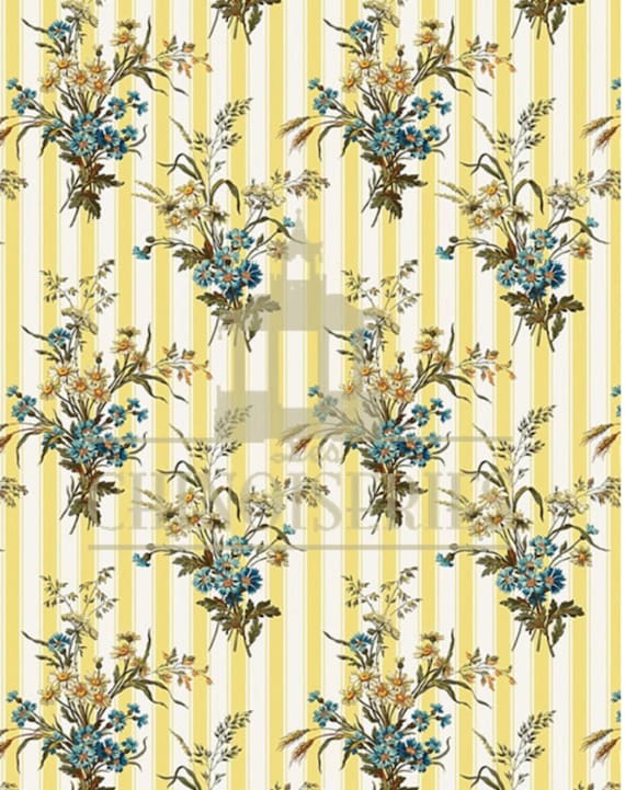 1:12 Dollhouse Miniature Wallpaper, Marguerite, Scale One Inch