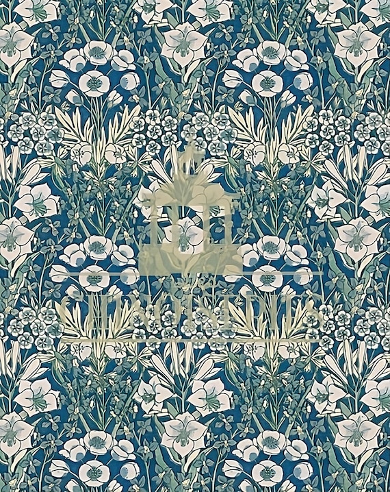 1:12 Dollhouse Miniature WALLPAPER, Four O’Clock, Scale One Inch