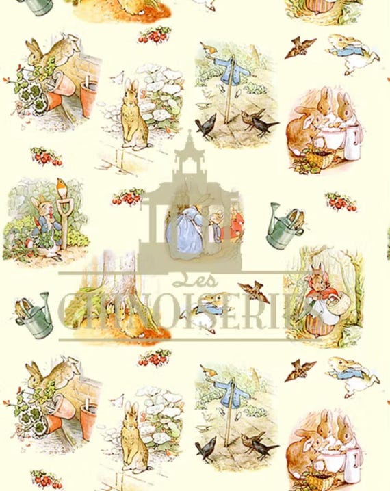 1:12 Dollhouse Miniature WALLPAPER, Peter Rabbit, Scale One Inch