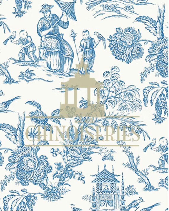 1:12 Dollhouse Miniature FABRIC, Matching Fabric Chinoiserie, Scale One Inch