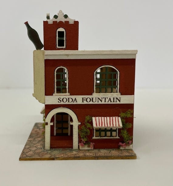 1:144 Micro Mini Wooden Dollhouse KIT, Soda Fountain, 1/144 scale