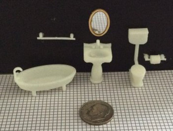 1:48 Dollhouse Furniture KIT, Dollhouse Bathroom, Quarter scale