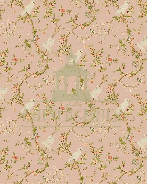 1:12 Dollhouse Miniature WALLPAPER, Tokyo Rose, Scale One Inch