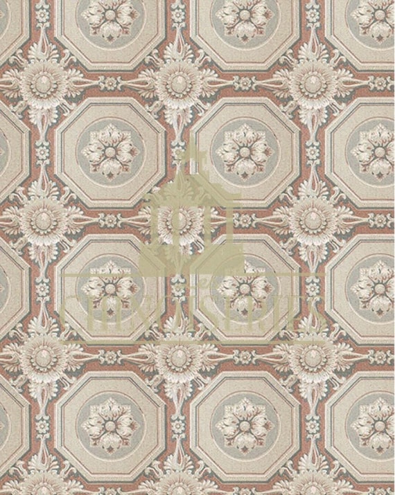 1:12 Dollhouse Miniature WALLPAPER, CEILING PAPER, Floor Paper, Venice, Scale One Inch
