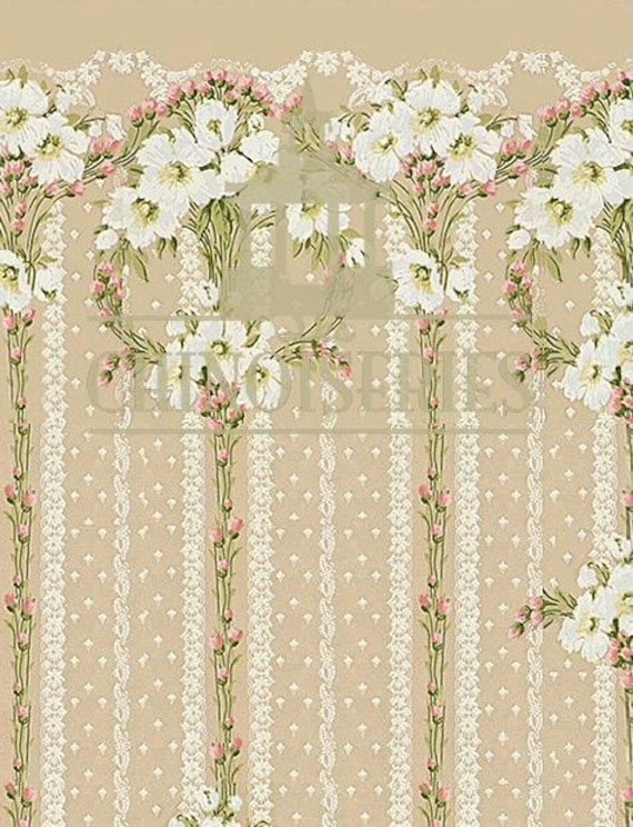 1:12 Dollhouse Miniature WALLPAPER, Wallflower, Scale One Inch