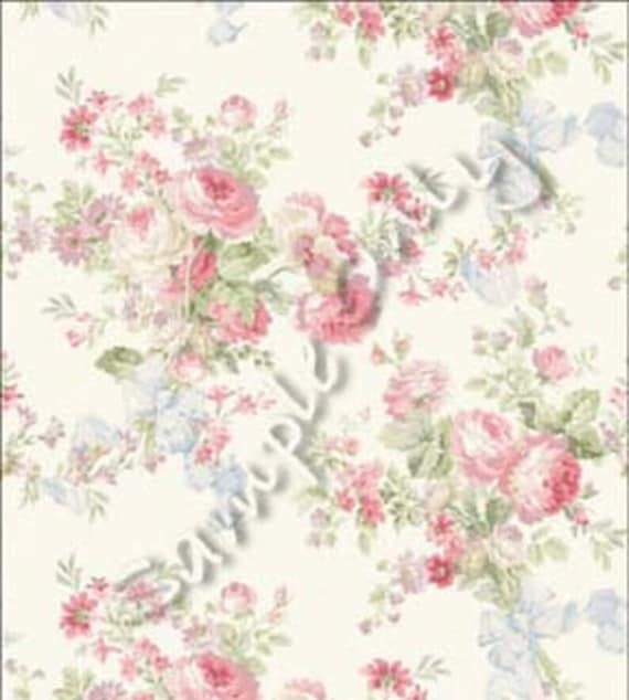 1:12 Dollhouse Miniature Wallpaper, "Charming Bouquet", Scale One Inch