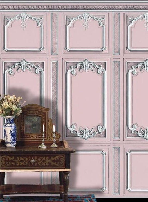 1:12 Dollhouse Miniature Wallpaper, Versailles Rose, Scale One Inch