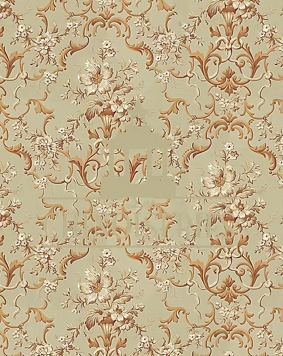 1:12 Dollhouse Miniature WALLPAPER, Chardonnay, Scale One Inch