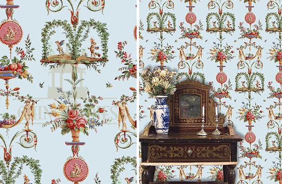 Dollhouse Miniature Wallpaper, Tryst, 1:12 scale