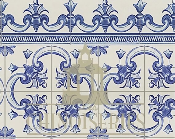 1:12 Dollhouse Miniature WALLPAPER, FLOOR PAPER, Faux Tile, Majolica Backsplash, Frieze, Scale One Inch